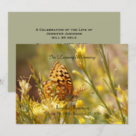 Memorial Service Invitation, Yellow Butterfly Kaart