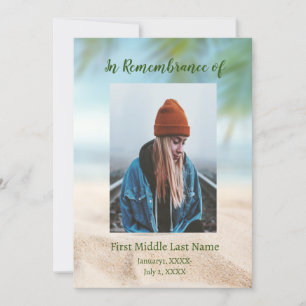 Memorial Service Invite beach Ocean Zee Lake Kaart