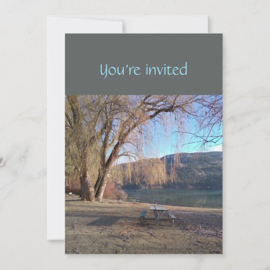 Memorial Service Invite Beauful Lake Beach Kaart (Voorkant)