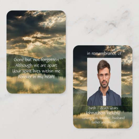 Memorial Service Invite Beauful Lake Beach Visitekaartje (Voorkant / Achterkant)