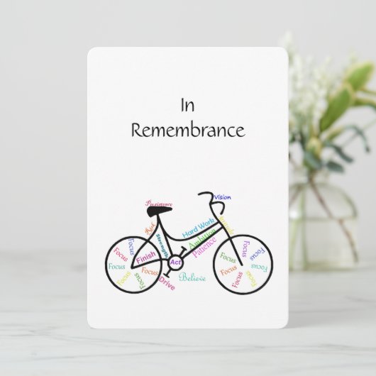 Memorial Service Invite Bike Sport Vrouw Kaart (Staand voorkant)