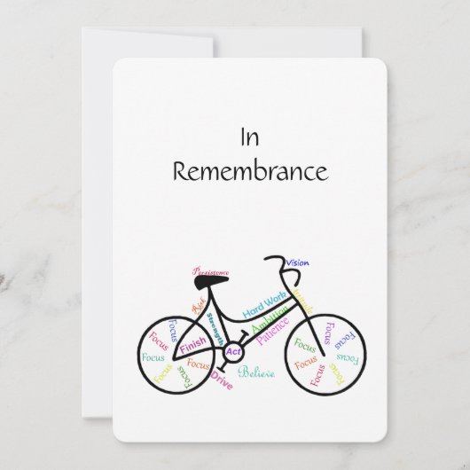Memorial Service Invite Bike Sport Vrouw Kaart (Voorkant)