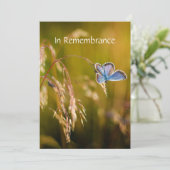 Memorial Service Invite Blue Garden Butterfly Kaart (Staand voorkant)