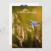 Memorial Service Invite Blue Garden Butterfly Kaart (Voorkant / Achterkant)
