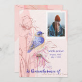 Memorial Service Invite Bluebird Garden Bird Kaart (Voorkant / Achterkant)