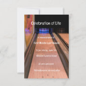 Memorial Service Invite Bowling Lane Bowler Kaart (Achterkant)