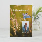 Memorial Service Invite Butterfly Flower Kaart (Staand voorkant)