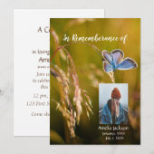 Memorial Service Invite Butterfly Flower Kaart (Voorkant / Achterkant)