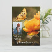Memorial Service Invite Butterfly Garden Flower Kaart (Staand voorkant)