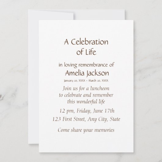 Memorial Service Invite Butterfly Garden Flower Kaart (Achterkant)