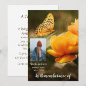 Memorial Service Invite Butterfly Garden Flower Kaart (Voorkant / Achterkant)