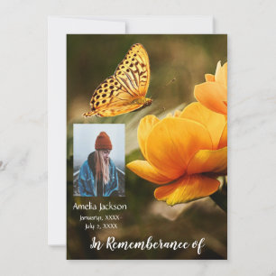 Memorial Service Invite Butterfly Garden Flower Kaart