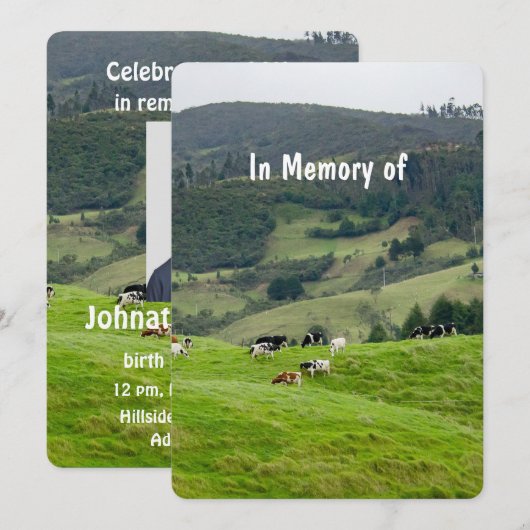 Memorial Service Invite Cattle Farming Farmer Kaart (Voorkant / Achterkant)