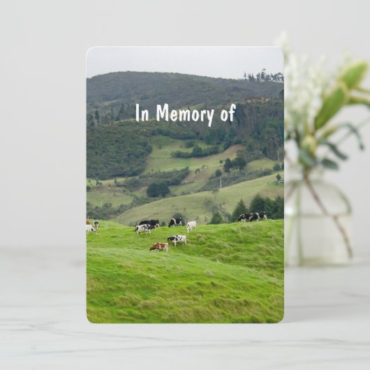 Memorial Service Invite Cattle Farming Farmer Kaart (Staand voorkant)