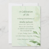 Memorial Service Invite Chickadee Bird Botanical Kaart (Achterkant)