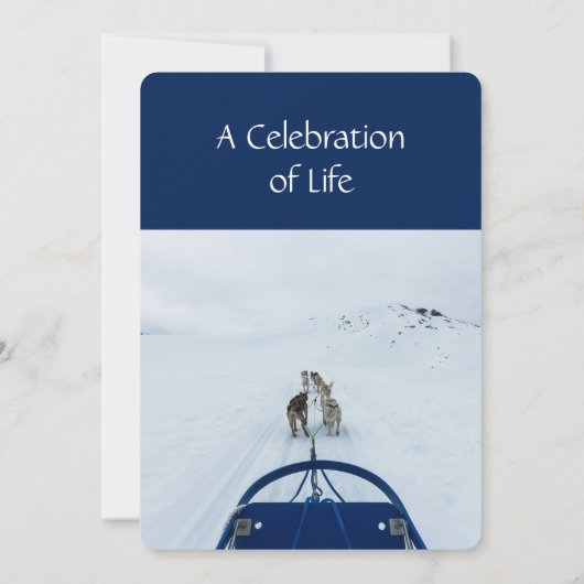 Memorial Service Invite Dog Team Sled Winter Sport Kaart (Achterkant)