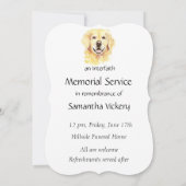 Memorial Service Invite Golden Retriever Dog Pet Kaart (Achterkant)