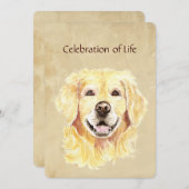 Memorial Service Invite Golden Retriever Dog Pet Kaart (Voorkant / Achterkant)