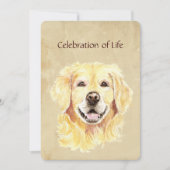 Memorial Service Invite Golden Retriever Dog Pet Kaart (Voorkant)