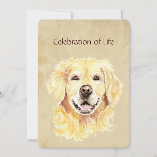 Memorial Service Invite Golden Retriever Dog Pet Kaart (Voorkant)