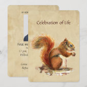 Memorial Service Invite Golden Squirrel Animal Kaart (Voorkant / Achterkant)
