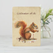 Memorial Service Invite Golden Squirrel Animal Kaart (Staand voorkant)