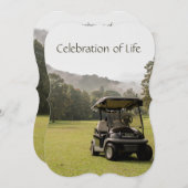 Memorial Service Invite Golfers Golf Cart Kaart (Voorkant / Achterkant)