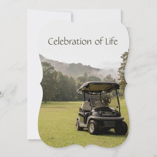 Memorial Service Invite Golfers Golf Cart Kaart (Voorkant)