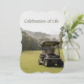 Memorial Service Invite Golfers Golf Cart Kaart (Staand voorkant)