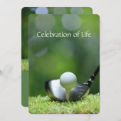 Memorial Service Invite Golfers Golf Cart Kaart (Voorkant / Achterkant)
