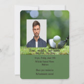 Memorial Service Invite Golfers Golf Cart Kaart (Achterkant)