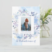 Memorial Service Invite Hummingbird Blue Rozen Kaart (Staand voorkant)