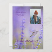 Memorial Service Invite Hummingbird Lavender Kaart (Voorkant)