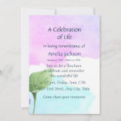 Memorial Service Invite Hummingbird Violet Floral Kaart (Achterkant)