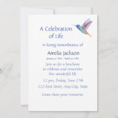 Memorial Service Invite Hummingbird White Flowers Kaart (Achterkant)
