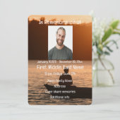 Memorial Service Invite Lake Sunset Vist Kaart (Staand voorkant)