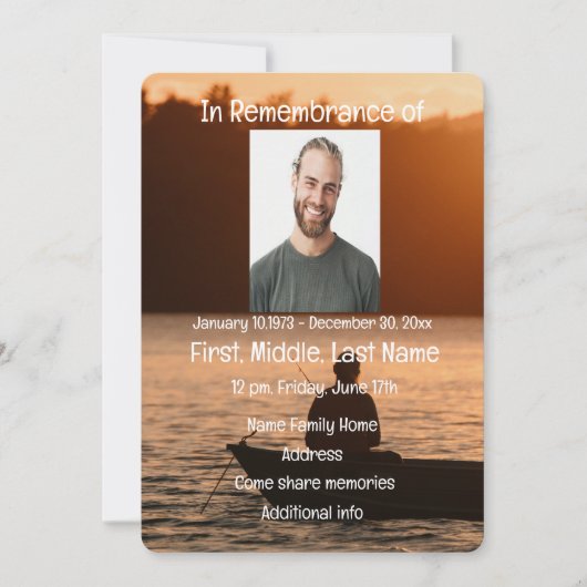 Memorial Service Invite Lake Sunset Vist Kaart (Voorkant)
