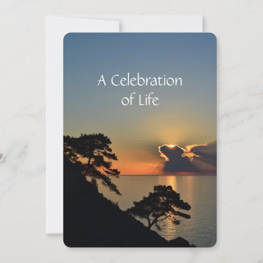 Memorial Service Invite Lake Sunset Water Kaart (Achterkant)