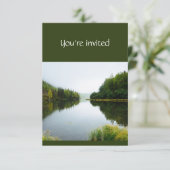 Memorial Service Invite Lake Tree Shore Natuur Kaart (Staand voorkant)