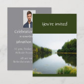 Memorial Service Invite Lake Tree Shore Natuur Kaart (Voorkant / Achterkant)