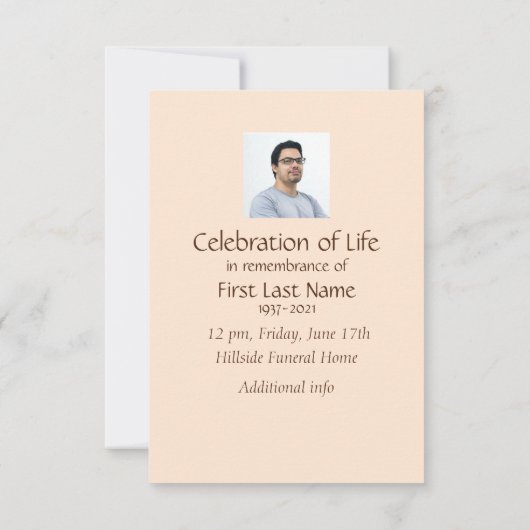 Memorial Service Invite Masculine Gold Brown Kaart (Achterkant)