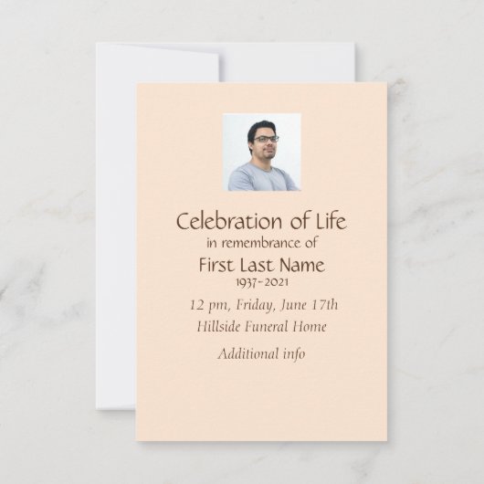 Memorial Service Invite Masculine Kaart (Achterkant)