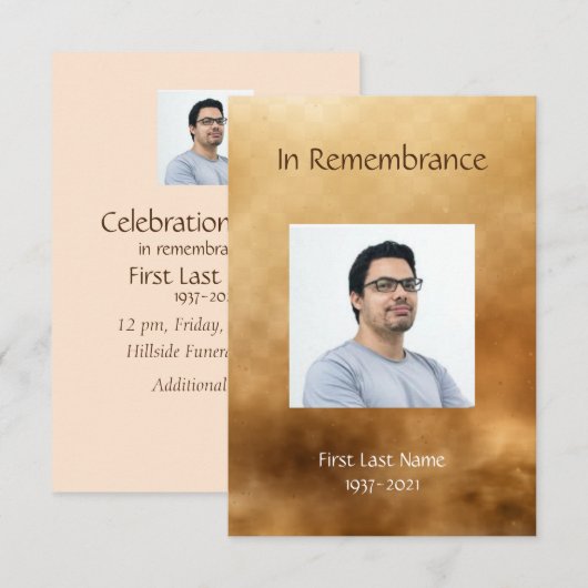 Memorial Service Invite Masculine Kaart (Voorkant / Achterkant)