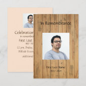 Memorial Service Invite Masculine Wood Panel Kaart (Voorkant / Achterkant)