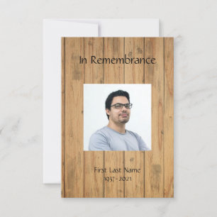 Memorial Service Invite Masculine Wood Panel Kaart