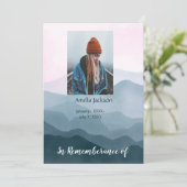 Memorial Service Invite Mountain Landscape Kaart (Staand voorkant)