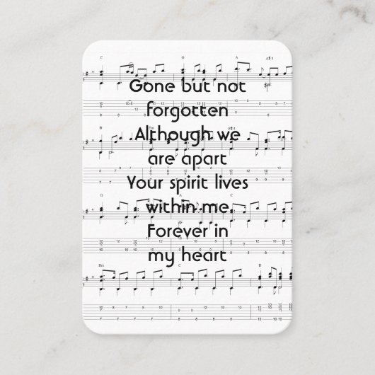 Memorial Service Invite Music Notes background Visitekaartje (Voorkant)