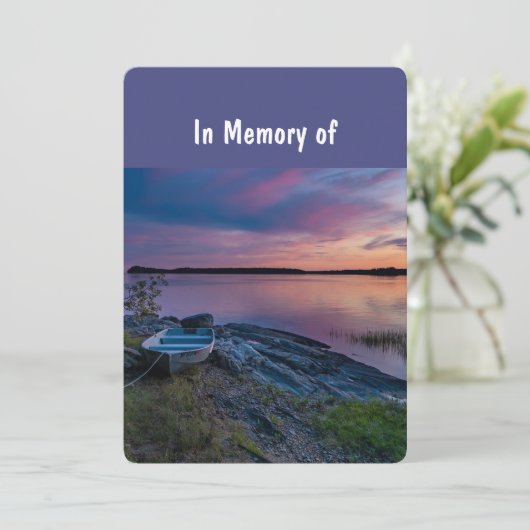 Memorial Service Invite Ocean Sunset Boat Kaart (Staand voorkant)