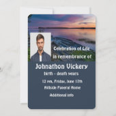 Memorial Service Invite Ocean Sunset Boat Kaart (Achterkant)