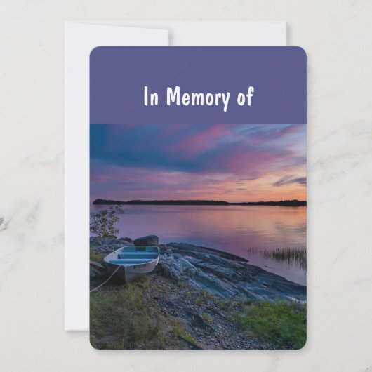 Memorial Service Invite Ocean Sunset Boat Kaart (Voorkant)